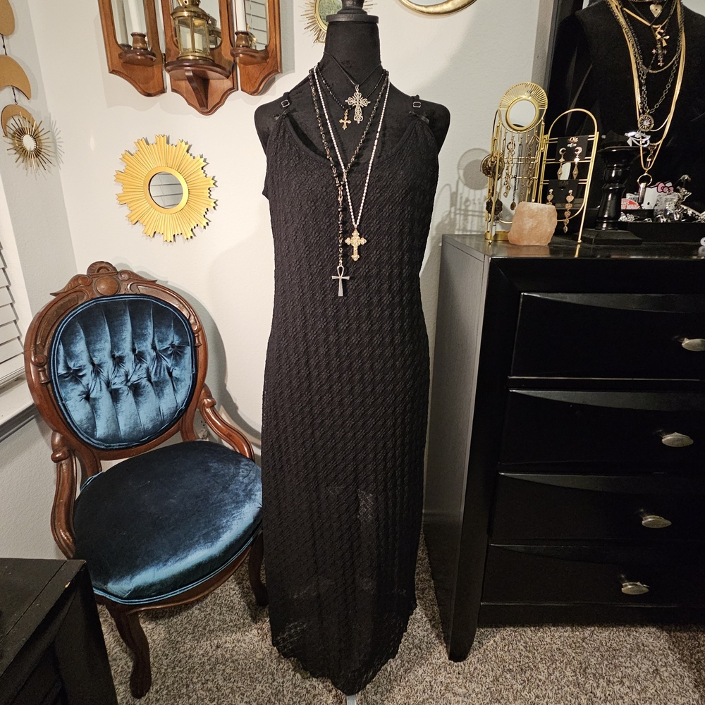 Wild Fable Black Maxi Dress with Floral Pattern